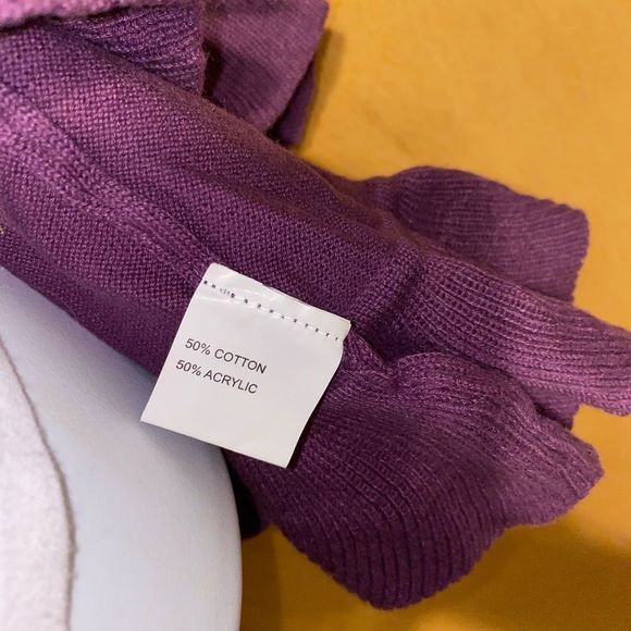 Sax cardigan sweater plum with ruffle trim size large - Picture 6 of 7